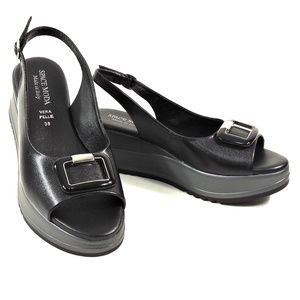 SPACE MODA PHIL GATIÈR BY REPO 🇮🇹 WOMENS BLACK SOFT LEATHER SANDALS